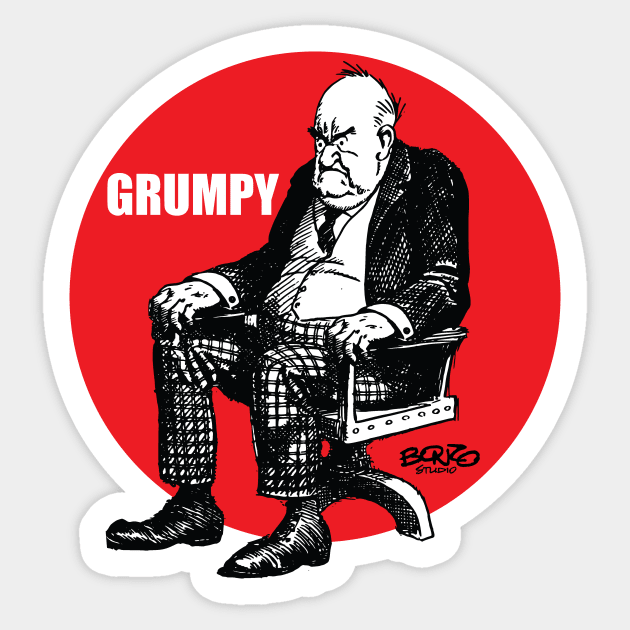 Grumpy 1 On Red Sticker by BonzoTee